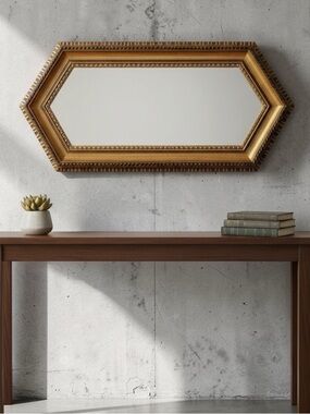 Vintage Gold Hexagonal Ornate Wall Mirror
Hang either way
24” x 12”